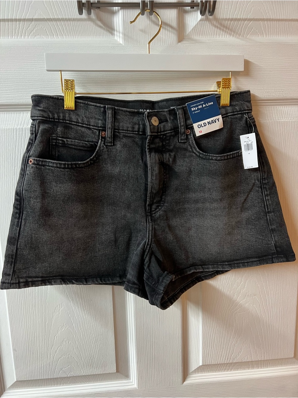 Old Navy Black Washed Denim High-Rise Jean Shorts